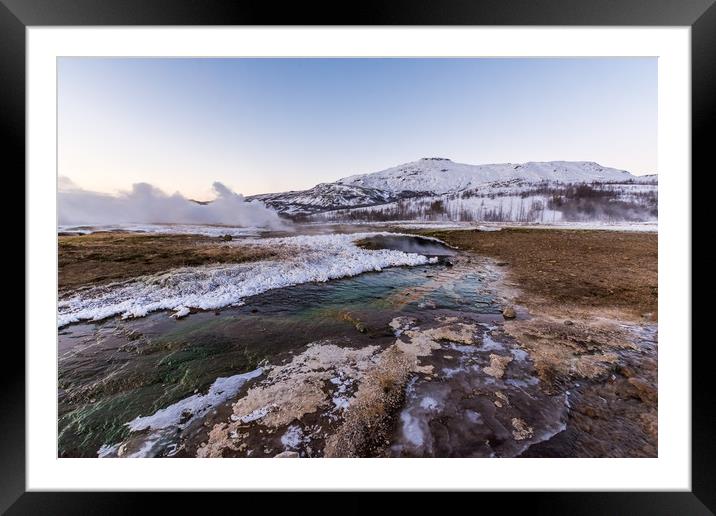 Geysir in Iceland Framed Mounted Print by Katie Mitchell