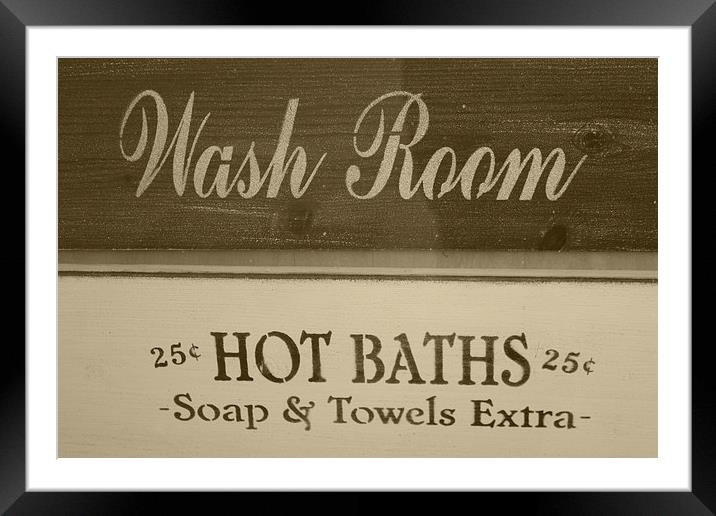 wash room and hot baths sign Framed Mounted Print by mark lindsay