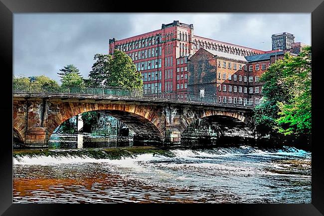 EAST MILL ON RIVER DERWENT Framed Print by len milner