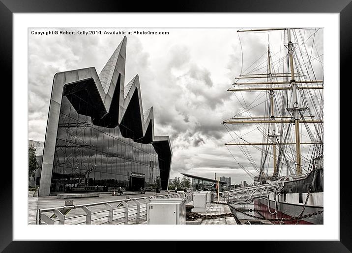 Glasgow Riverside Museum & Glenlee Tall Ship in Gl Framed Mounted Print by Robert Kelly