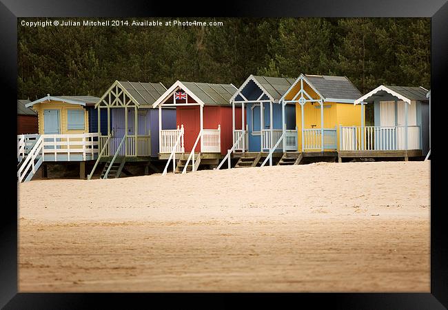 Beach Huts at Wells-Nest-The-Sea Framed Print by Julian Mitchell