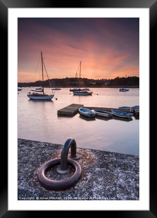 Sunrise on the river Deben Framed Mounted Print by Julian Mitchell