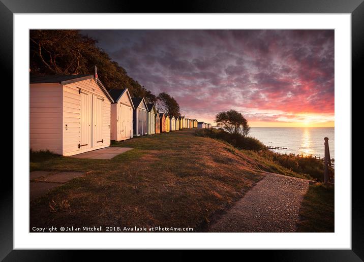 Beach Huts at Sunrise Framed Mounted Print by Julian Mitchell