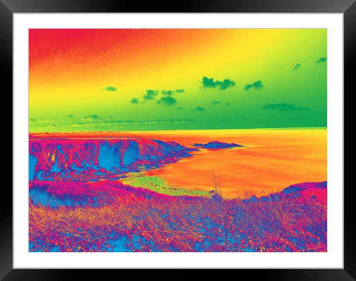 Psychedelic Coastline 2 Framed Mounted Print by Matthew Lacey