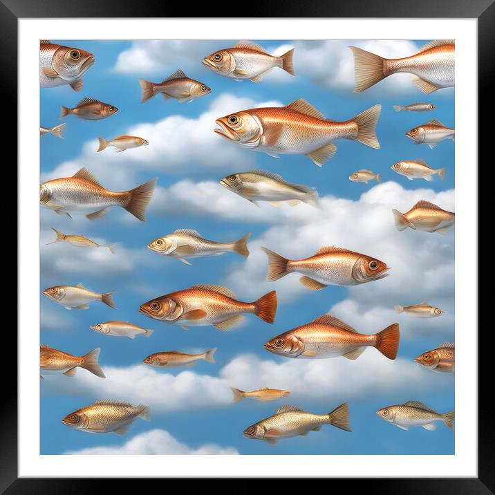 Raining Fish Framed Mounted Print by Matthew Lacey