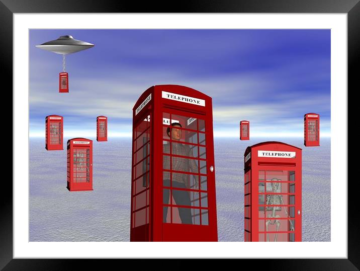 Alien London Phone Box Abduction Framed Mounted Print by Matthew Lacey