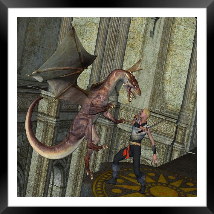 Dragon Attack Framed Mounted Print by Matthew Lacey