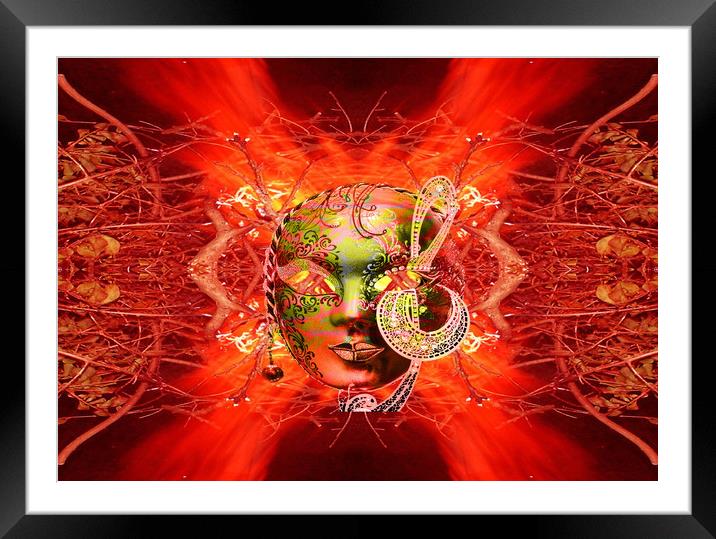 Fire Mask Framed Mounted Print by Matthew Lacey