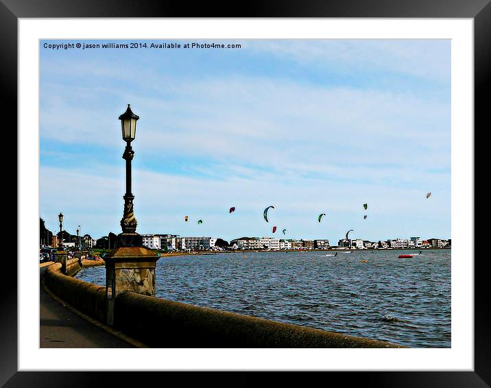 Kite Surfing at Poole Harbour. Framed Mounted Print by Jason Williams