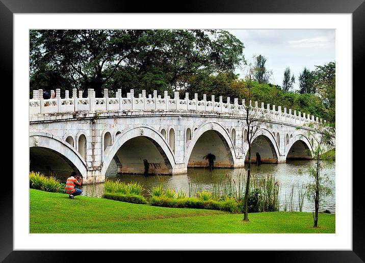 Classic Chinese Gardens Bridge, Singapore Framed Mounted Print by Geoffrey Higges
