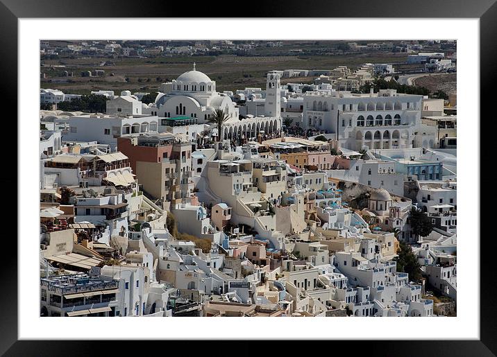 Fira, Capital of Santorini, Greece Framed Mounted Print by Geoffrey Higges
