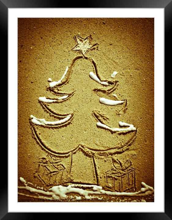 Xmas tree in the sand Framed Mounted Print by Sandra Broenimann