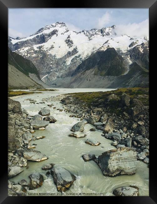 Mount Cook in New Zealand Framed Print by Sandra Broenimann