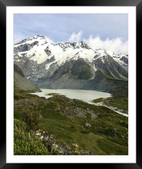 Mount Cook in New Zealand Framed Mounted Print by Sandra Broenimann