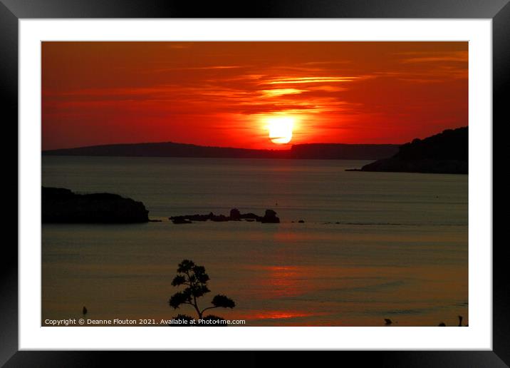 Red Sunset over Menorca  Framed Mounted Print by Deanne Flouton