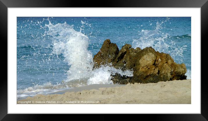 Sea Spray Rock Menorca Framed Mounted Print by Deanne Flouton