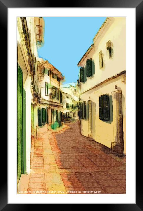 Summer Stroll in Painterly Mercadal Menorca Framed Mounted Print by Deanne Flouton