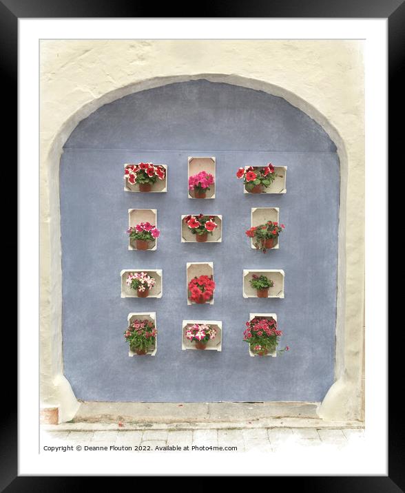 Blooming Wall Garden in Menorca Framed Mounted Print by Deanne Flouton