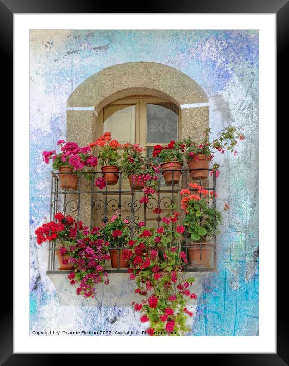 Geranium Balcony Blooms Framed Mounted Print by Deanne Flouton
