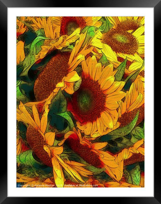Radiant Sunflower Bouquet Framed Mounted Print by Deanne Flouton