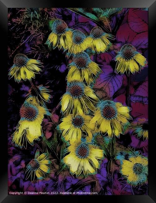 Surreal Yellow Coneflowers Framed Print by Deanne Flouton