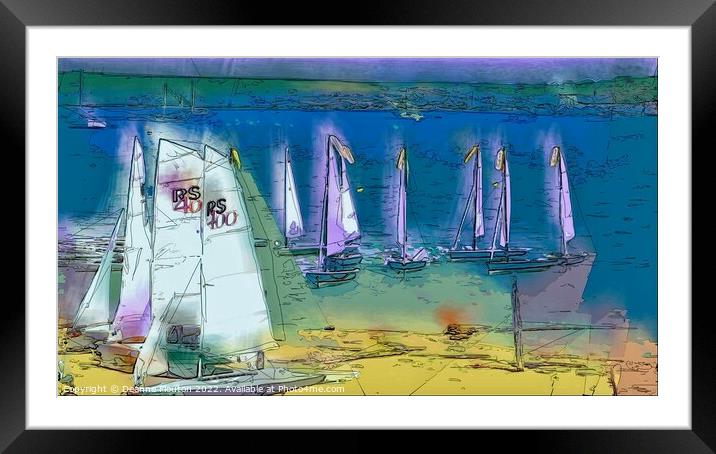  Harbour Sailboats in Menorca Framed Mounted Print by Deanne Flouton