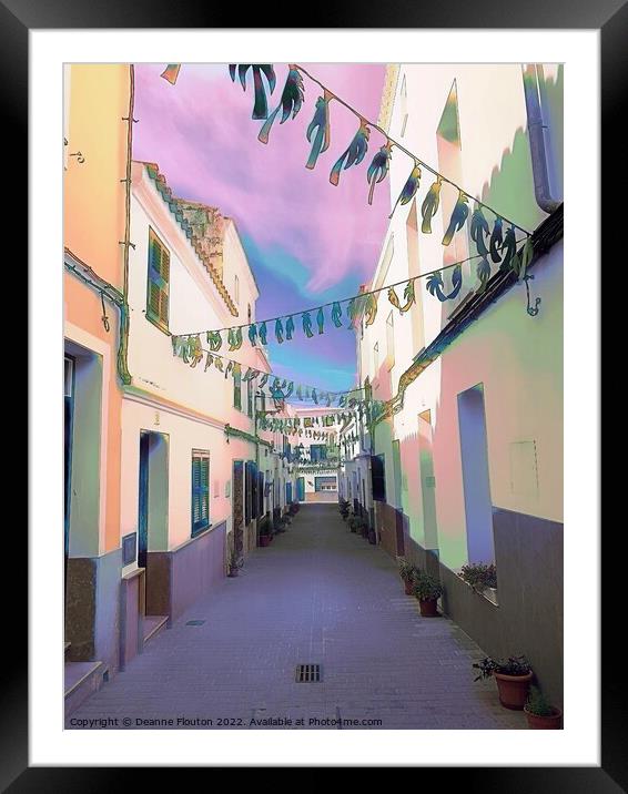  Surreal Village Street in Menorca Framed Mounted Print by Deanne Flouton
