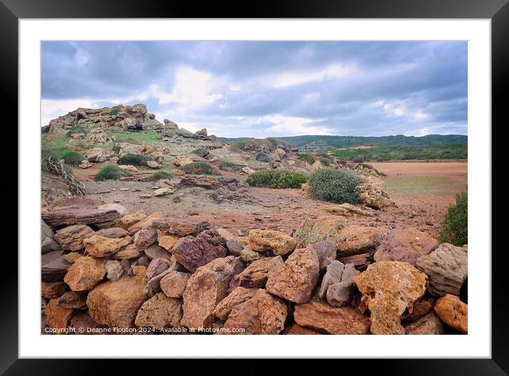 Rocky Wall Country Landscape Menorca Framed Mounted Print by Deanne Flouton