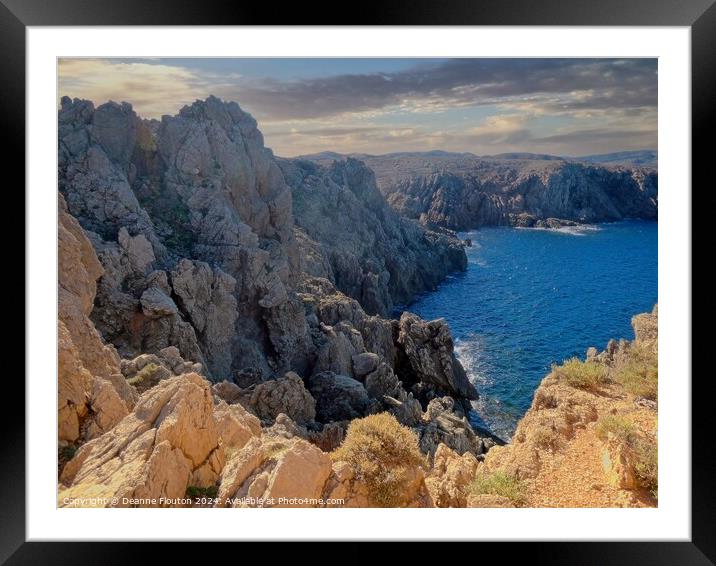 Jagged Cliffs at Fornells Shoreline Menorca Framed Mounted Print by Deanne Flouton