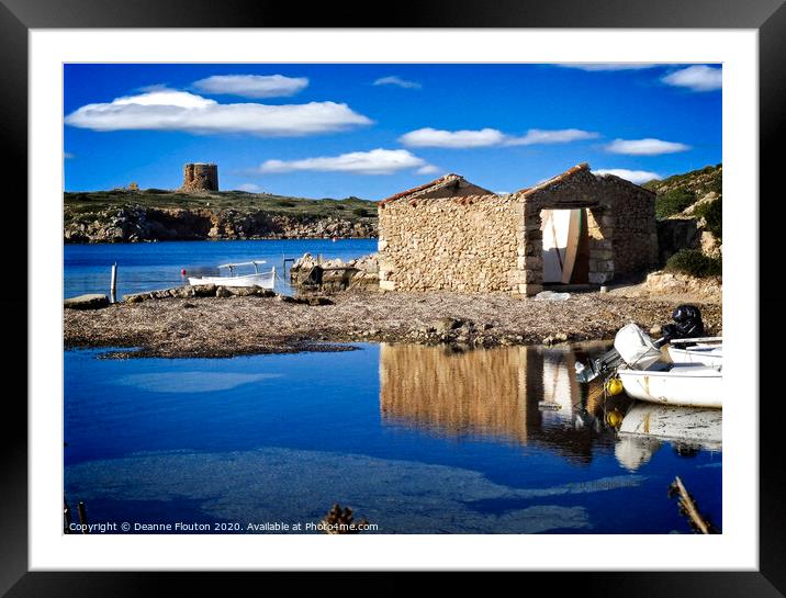 The Mystical Menorca Boat House Framed Mounted Print by Deanne Flouton