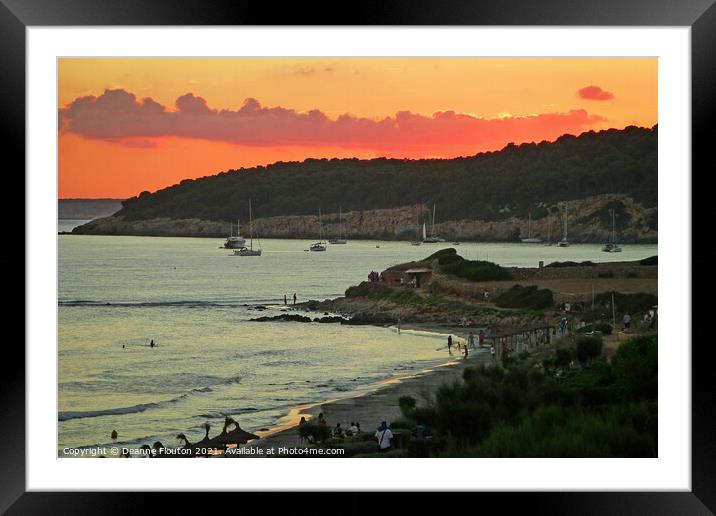 Sunset over Binigaus Beach Menorca Framed Mounted Print by Deanne Flouton