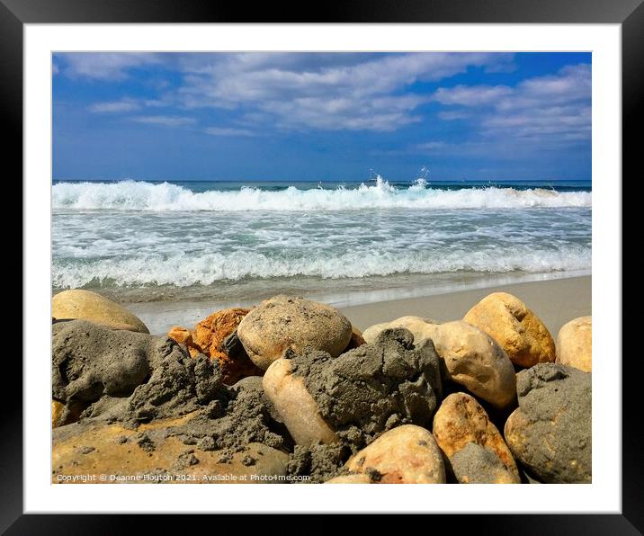  Waves vs Rock Fortress Framed Mounted Print by Deanne Flouton