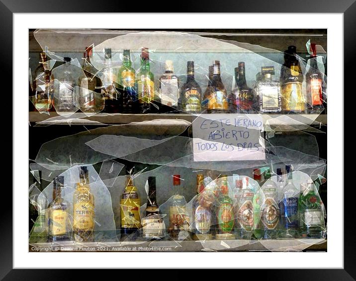 Vivid Liquor Bottle Arrangement Framed Mounted Print by Deanne Flouton