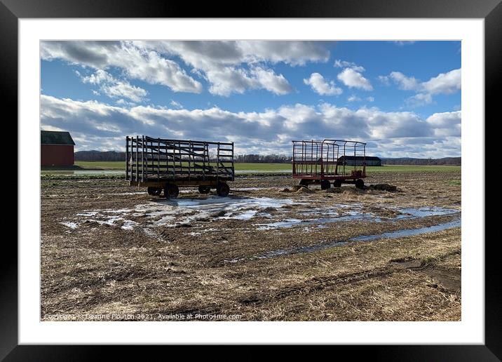  Hay Wagons in Winter Framed Mounted Print by Deanne Flouton