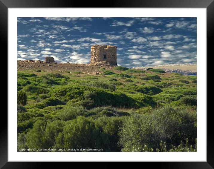The Ancient Watchtower of Fornells Framed Mounted Print by Deanne Flouton