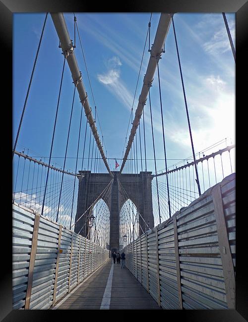 Brooklyn Bridge, New York Framed Print by Rachel Mower