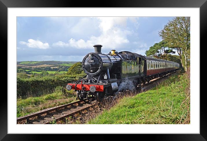 Steam train in Cornish countryside Framed Mounted Print by Ashley Jackson