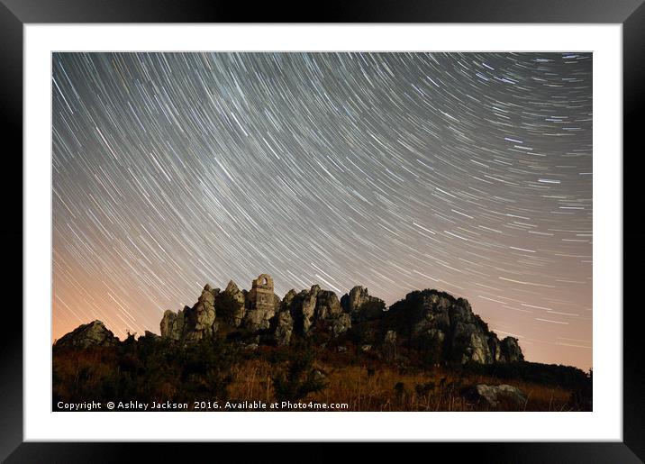 Roche Rock at night Framed Mounted Print by Ashley Jackson