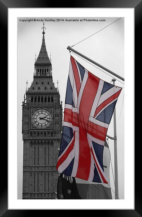 Union Flag & Big Ben Framed Mounted Print by Andy Huntley