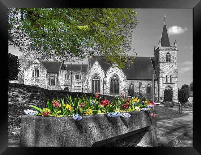 Flowers outside Church Framed Print by Andy Huntley