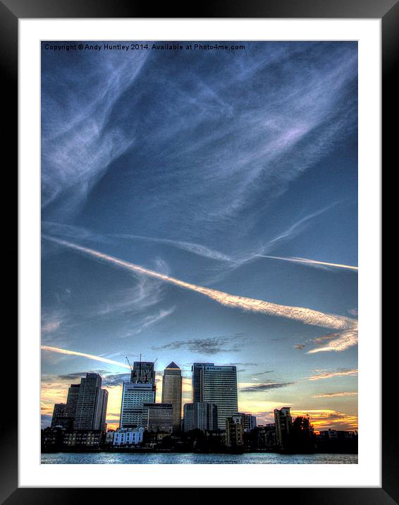 Canary Wharf at Dusk Framed Mounted Print by Andy Huntley