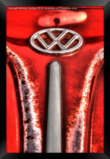 VW Beetle Badge Framed Print by Andy Huntley
