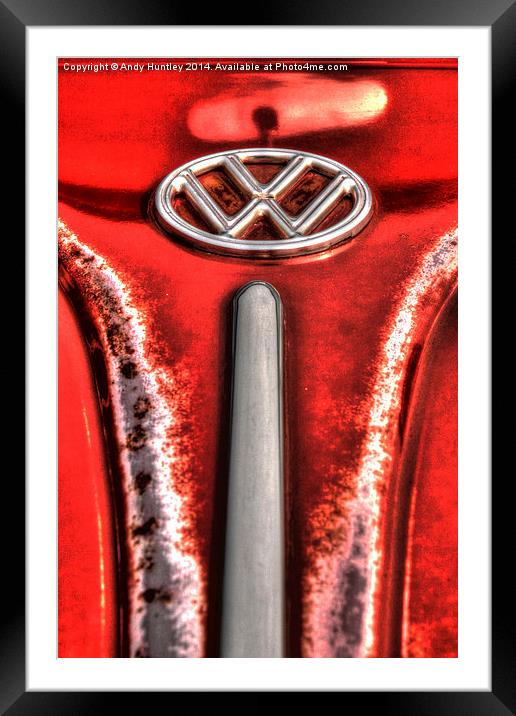 VW Beetle Badge Framed Mounted Print by Andy Huntley