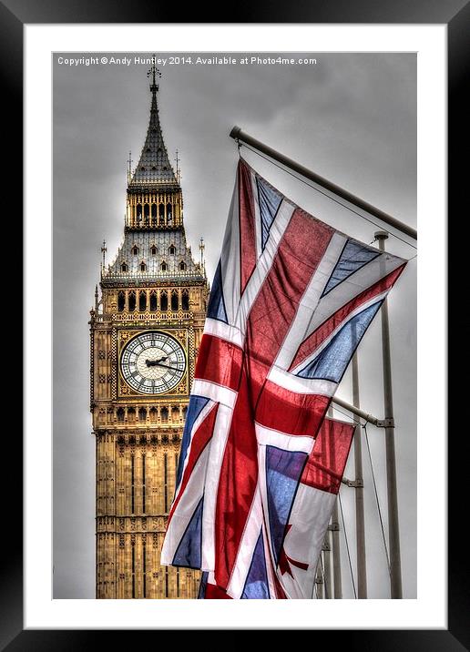 Big Ben & Flag Framed Mounted Print by Andy Huntley