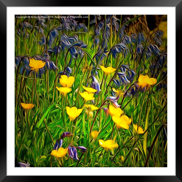  Buttercups and Bluebells Framed Mounted Print by Andy Huntley