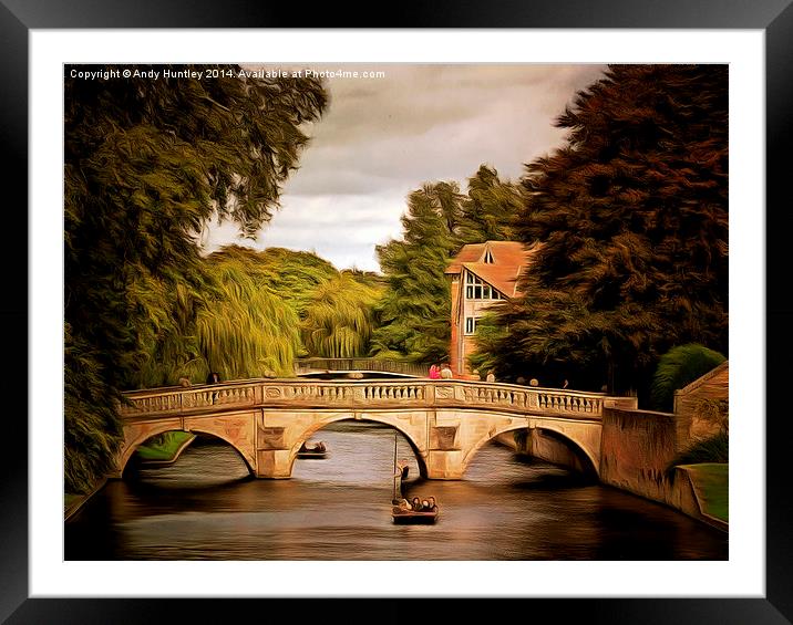  Punting on River Cam Framed Mounted Print by Andy Huntley