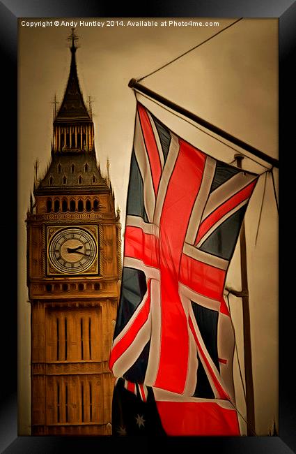  Union Flag outside Westminster Framed Print by Andy Huntley