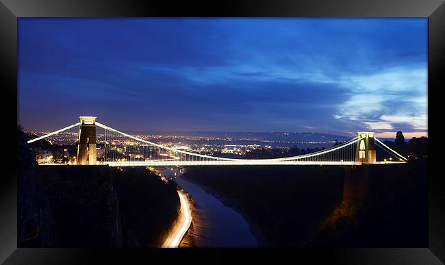 Clifton Suspension Bridge at Night, Bristol Framed Print by Carolyn Eaton