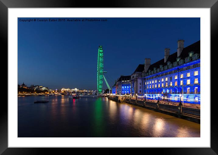  London's South Bank- the Eye and County Hall at N Framed Mounted Print by Carolyn Eaton