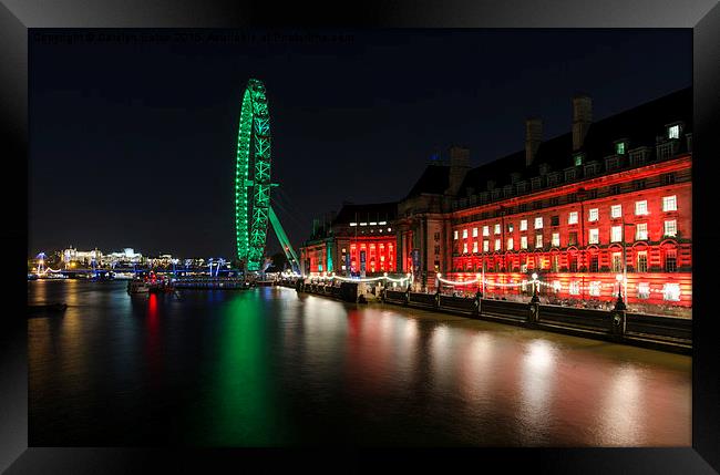  London's South Bank at Night Framed Print by Carolyn Eaton